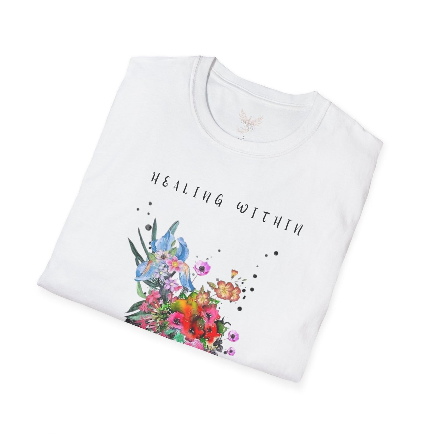 Healing Within - Heart Blooming Flowers - Unisex Softstyle Design T-Shirt