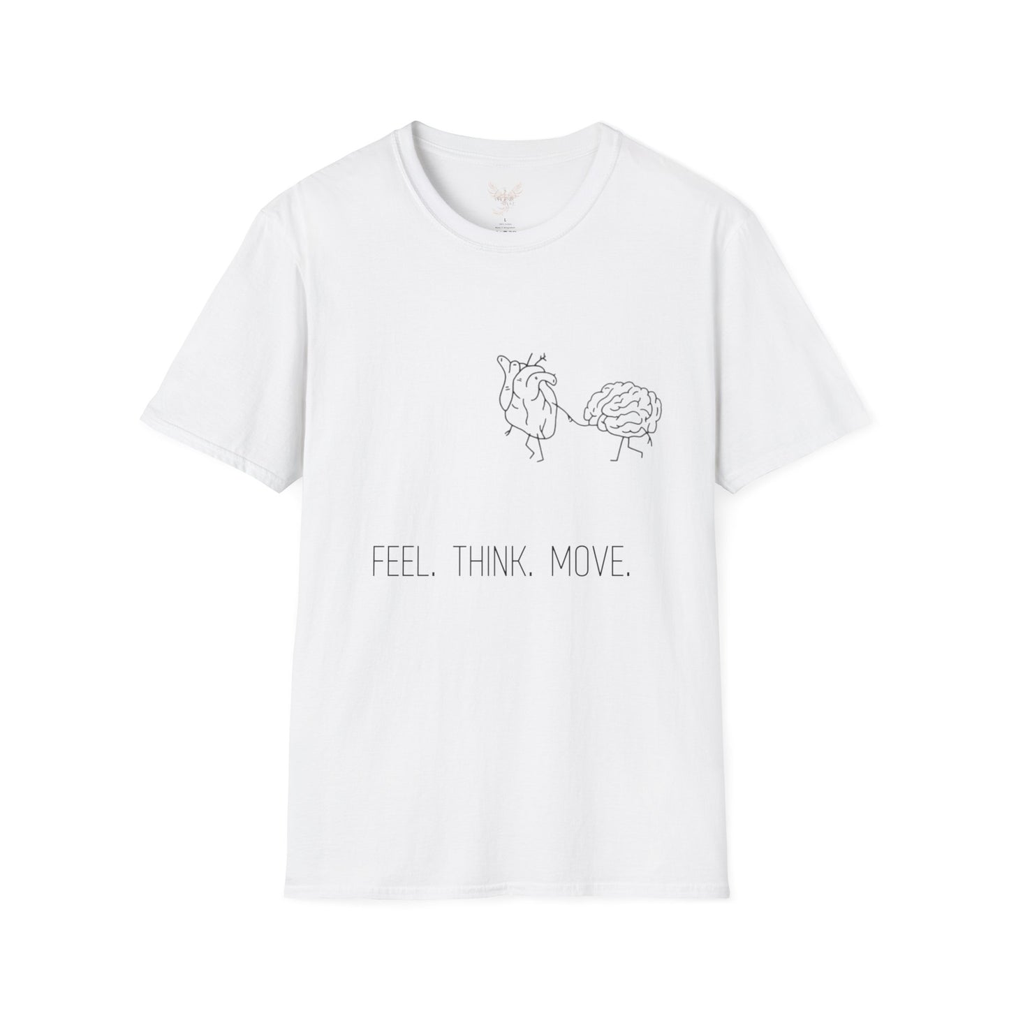 Heart & Brain - Feel. Think. Move - Unisex Softstyle Design T-Shirt